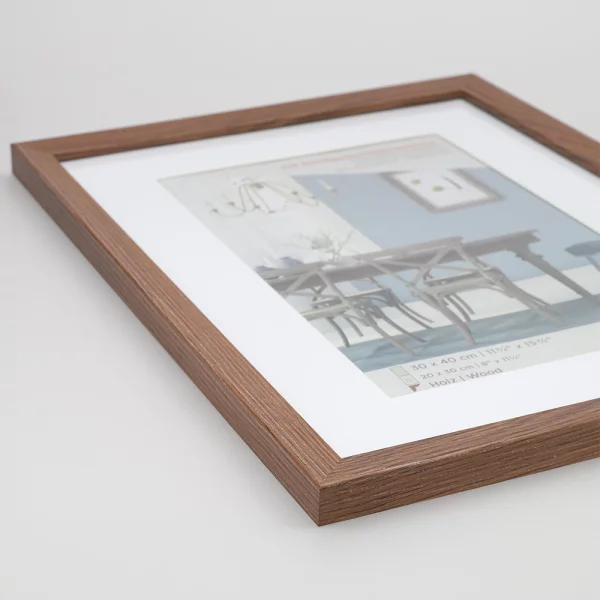 Holz Bilderrahmen Fiorito (MDF) mit Passepartout 10x15 cm (7x10 cm) | Eiche dunkel | Normalglas (2 mm)