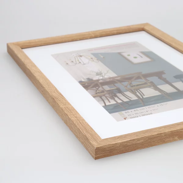 Holz Bilderrahmen Fiorito (MDF) mit Passepartout 10x15 cm (7x10 cm) | Eiche hell | Normalglas (2 mm)
