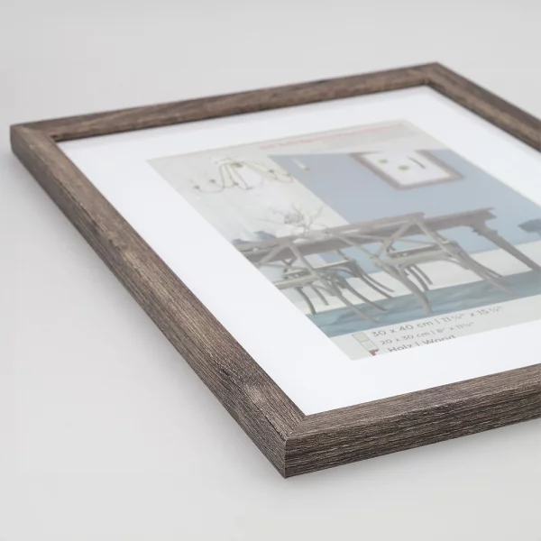 Holz Bilderrahmen Fiorito (MDF) mit Passepartout 10x15 cm (7x10 cm) | Nussbaum | Normalglas (2 mm)