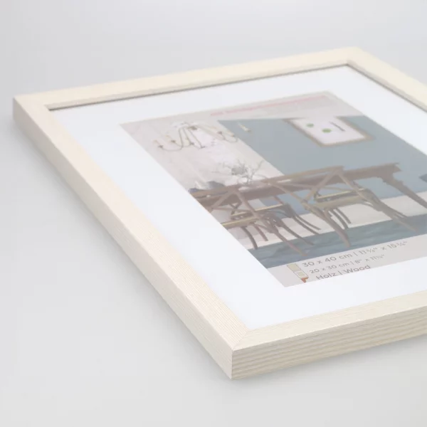 Holz Bilderrahmen Fiorito (MDF) mit Passepartout 10x15 cm (7x10 cm) | Weiß | Normalglas (2 mm)