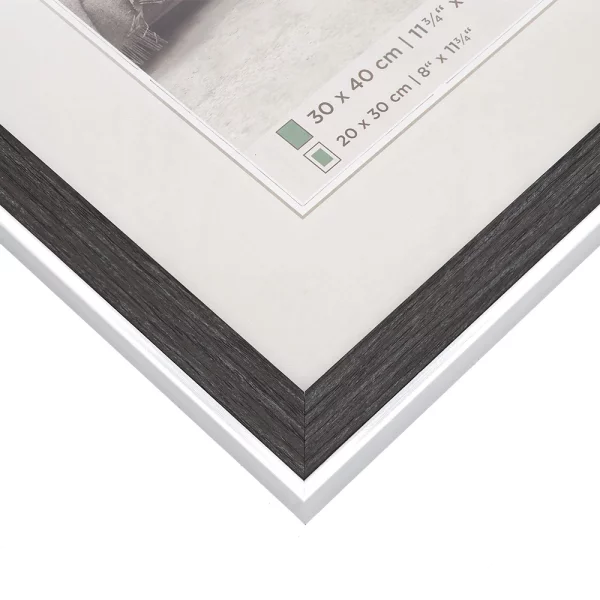 Kunststoff Bilderrahmen Bohemian mit Passepartout 20x30 cm | grau | Normalglas (2 mm)