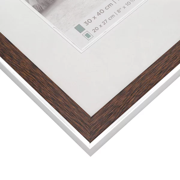 Kunststoff Bilderrahmen Bohemian mit Passepartout 20x30 cm | nussbaum | Normalglas (2 mm)