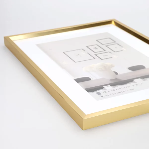 Cadre en plastique Steel Style avec passe-partout 10x15 cm (7 x 10 cm) | or | verre standard (2 mm)