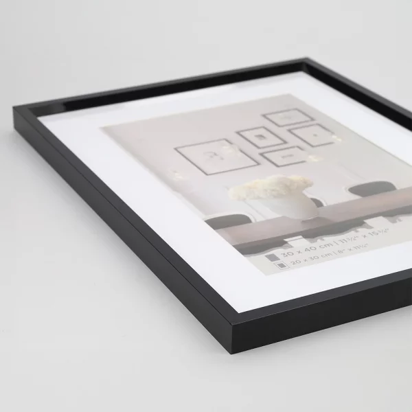 Cadre en plastique Steel Style avec passe-partout 10x15 cm (7 x 10 cm) | noir | verre standard (2 mm)
