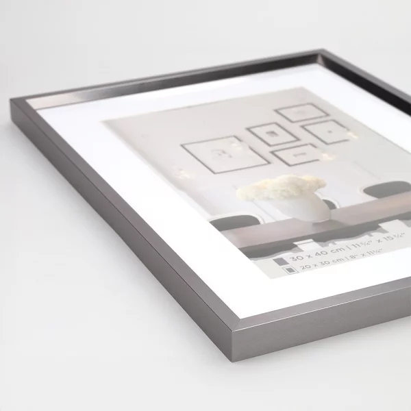 Cadre en plastique Steel Style avec passe-partout 10x15 cm (7 x 10 cm) | acier | verre standard (2 mm)