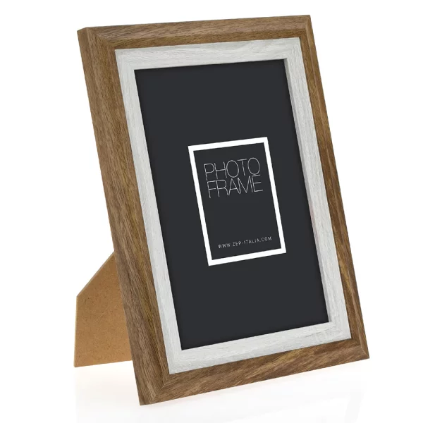 Holz Bilderrahmen Enna (MDF) 13x18 cm | Braun-Weiß | Normalglas (2 mm)