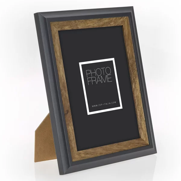 Holz Bilderrahmen Enna (MDF) 13x18 cm | Schwarz-Braun | Normalglas (2 mm)