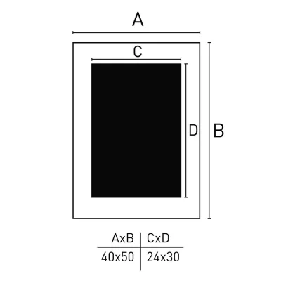 Cornice in legno Apollon con passepartout 40x50 cm (24x30 cm) | bianco | Vetro standard (2 mm)