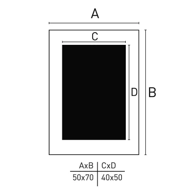 Houten kader Apollon met passe-partout 50x70 cm (40x50 cm) | wit | normaal glas (2 mm)
