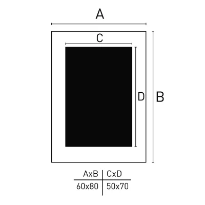 Cornice in legno Apollon con passepartout 60x80 cm (50x70 cm) | argento | Vetro standard (2 mm)