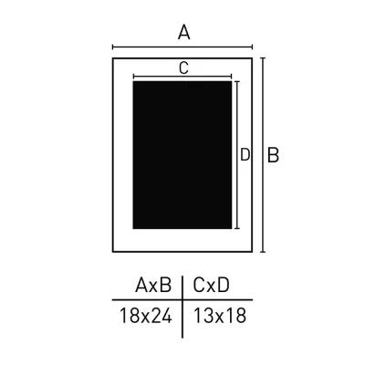 Houten lijst Apollon met passe-partout 18x24 cm (13x18 cm) | zwart | normaal glas (2 mm)