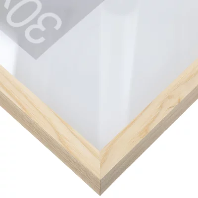 Rama drewniana z listewką Bunda na wymiar drewno jesionowe naturalne, laserowane | szkło standardowe (2 mm)