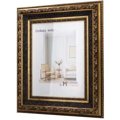 Exclusieve houten kader Empiro 29,7x42 cm (A3) | goud op zwart | normaal glas (2 mm)