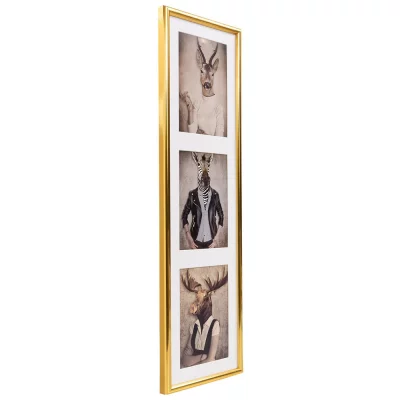 Multi fotokader van kunststof Napoli voor 3 foto's 3x13x18 cm | goud | normaal glas (2 mm)