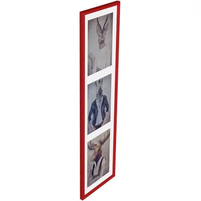 Multi fotokader van kunststof Napoli voor 3 foto's 3x13x18 cm | rood | normaal glas (2 mm)