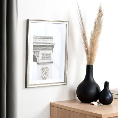 Holzrahmen Saint-Malo Maßanfertigung silber | Normalglas (2 mm)
