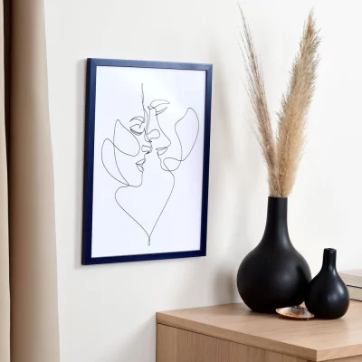 Holzrahmen Maßanfertigung Top Pro S blau | Kunstglas UV 99 entspiegelt (2 mm)