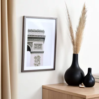 Holzrahmen Maßanfertigung Top Pro S platin | Kunstglas UV 99 entspiegelt (2 mm)