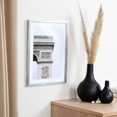Holzrahmen Maßanfertigung Top Pro S silber | Kunstglas UV 99 entspiegelt (2 mm)