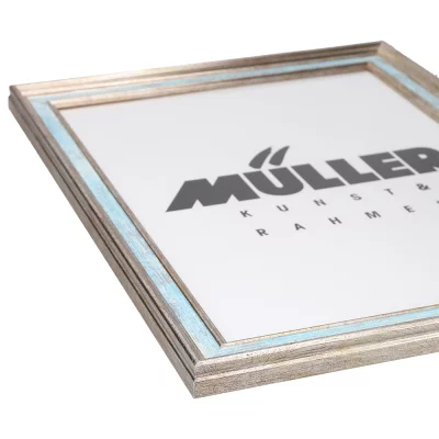 Cornice in legno Brema 24x30 cm | oro bianco - blu | Vetro standard (2 mm)