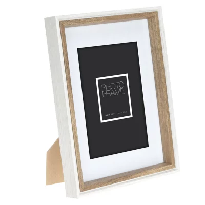 Houten kader Palmi (MDF) met passe-partout 30x40 cm (20x30 cm) | wit-bruin | normaal glas (2 mm)