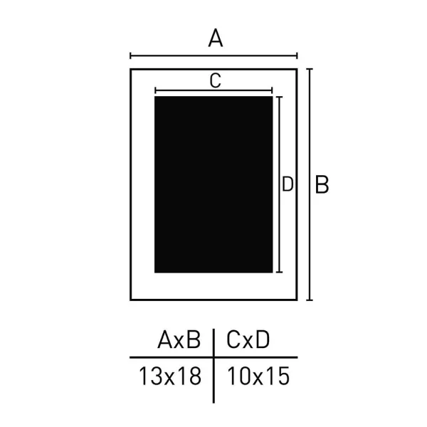 Cadre en bois Apollon avec passe-partout 13x18 cm (10x15 cm) | noir | verre standard (2 mm)