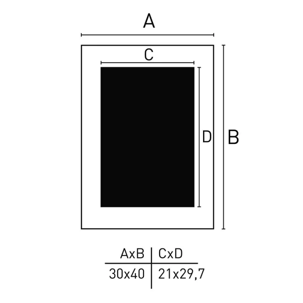 Cadre en bois Apollon avec passe-partout 30x40 cm (21x29,7 cm) | blanc | verre standard (2 mm)