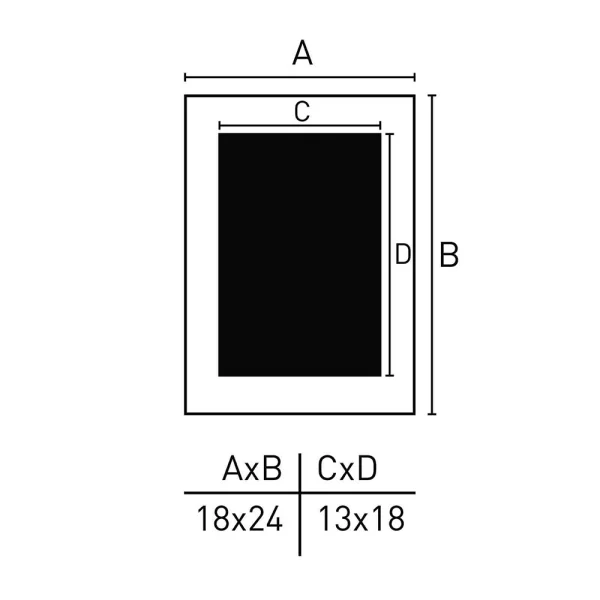 Cadre en bois Apollon avec passe-partout 18x24 cm (13x18 cm) | argent | verre standard (2 mm)