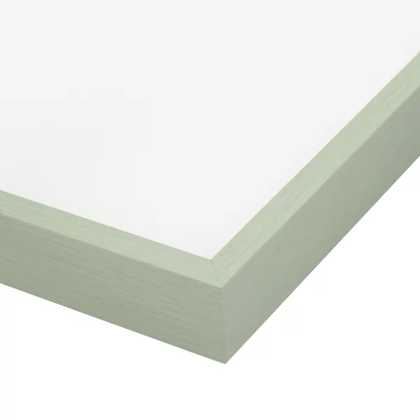 Alu-Bilderrahmen Barth NXT mit Distanzleiste, Serie 1131 18x24 cm | Lindgrün - Furnier Holzoptik | Normalglas (2 mm)