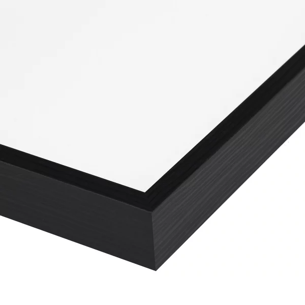 Alu-Bilderrahmen Barth NXT mit Distanzleiste, Serie 1131 18x24 cm | Schwarz - Furnier Holzoptik | Normalglas (2 mm)