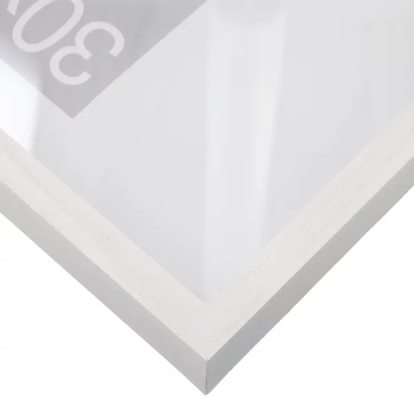 Cadre à rehausse en bois Bunda 70x90 cm | frêne blanc glacé | verre standard (2 mm)
