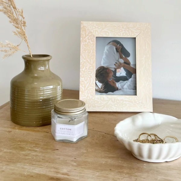 Cadre photo en bois avec motif floral 10x15 cm | naturel | verre standard (2 mm)