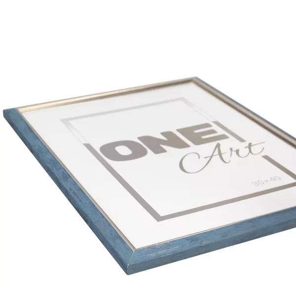 Holz-Bilderrahmen Cecilia 10x15 cm | Blau | Kunstglas (1 mm)