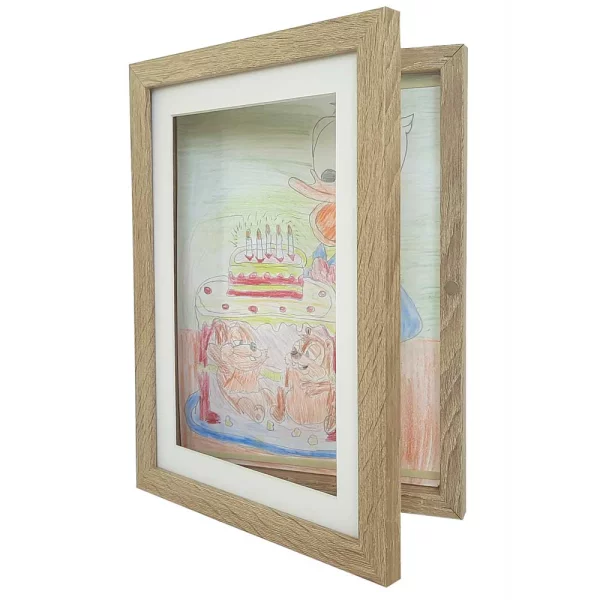 Holz Bilderrahmen Draw zum Öffnen - für DIN A4 Bilder 21x29,7 cm (DIN A4) | birke weiß | Kunstglas (1 mm)