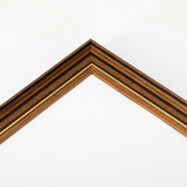 Holz Bilderrahmen Kadioha 28x35 cm | Braun mit Goldkante | Normalglas (2 mm)