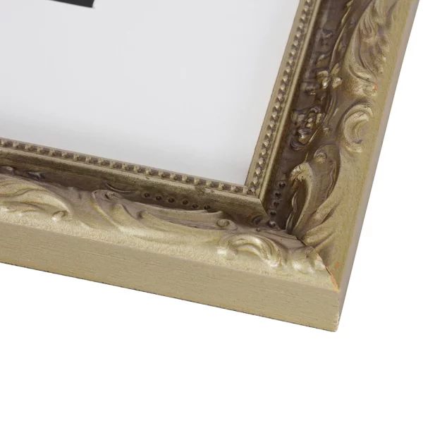 Holz-Bilderrahmen Chic Baroque mit Passepartout 18x24 cm (13x18 cm) | Champagner | Normalglas (2 mm)
