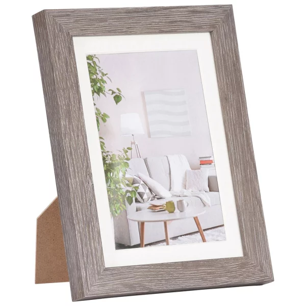 Holz Bilderrahmen Modern (MDF) mit Passepartout 70x70 cm (60x60 cm) | Grau | Normalglas (2 mm)