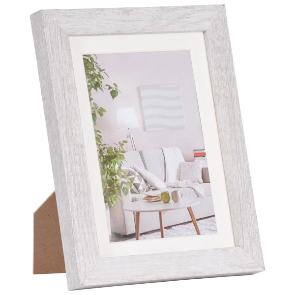 Holz Bilderrahmen Modern (MDF) mit Passepartout 10x20 cm (7x15 cm) | Weiß | Normalglas (2 mm)