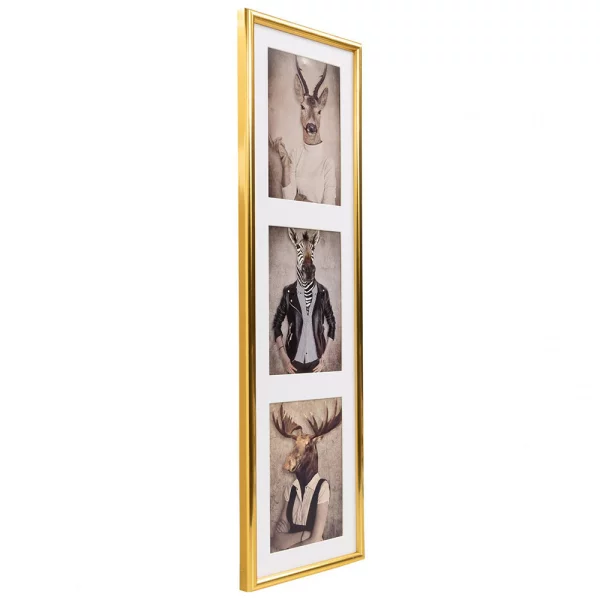 Kunststoff Bilderrahmen Napoli für 3 Bilder 3x15x20 cm | gold | Normalglas (2 mm)