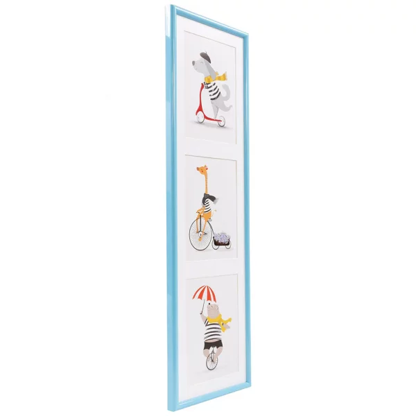 Kunststoff Bilderrahmen Napoli für 3 Bilder 3x15x20 cm | hellblau | Normalglas (2 mm)