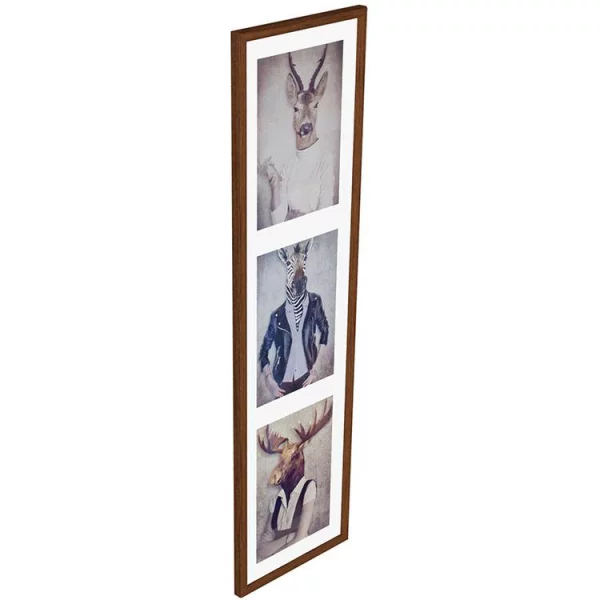 Kunststoff Bilderrahmen Napoli für 3 Bilder 3x15x20 cm | mittelbraun | Normalglas (2 mm)