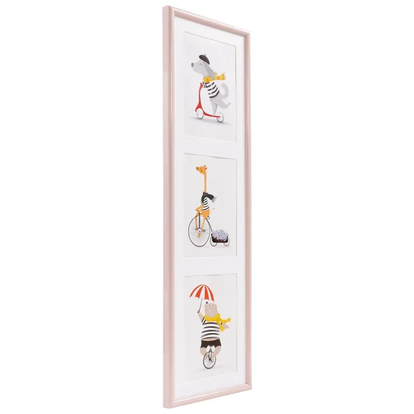 Kunststoff Bilderrahmen Napoli für 3 Bilder 3x15x20 cm | rosa | Normalglas (2 mm)