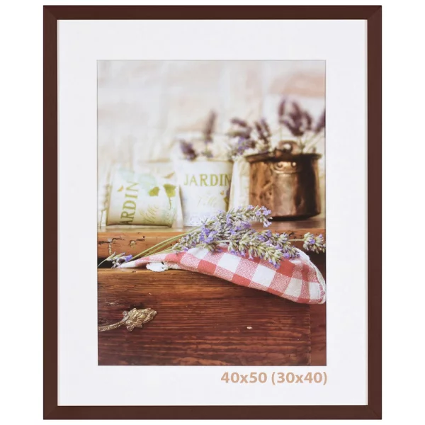 Holz Bilderrahmen Jardin mit Passepartout 13x18 cm (9x13 cm) | Braun | Normalglas (2 mm)