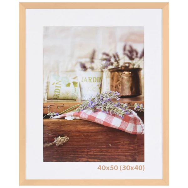Holz Bilderrahmen Jardin mit Passepartout 10x15 cm (7x10 cm) | Natur | Normalglas (2 mm)