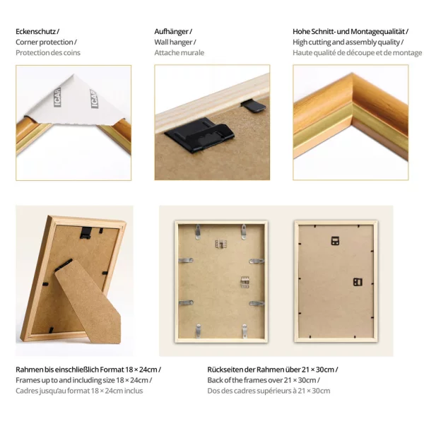 MDF Bilderrahmen Eloura 50x70 cm | Weiß | Kunstglas (1 mm)