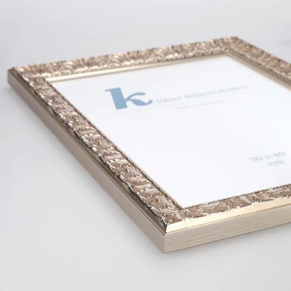 Barock-Bilderrahmen Luanco 42x59,4 cm (A2) | silber | Normalglas (2 mm)