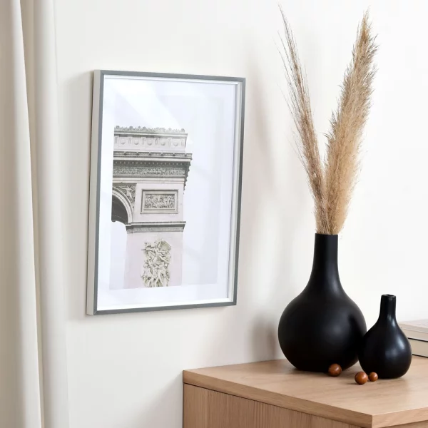 Holz Bilderrahmen Belfort Maßanfertigung Grau | Normalglas (2 mm)