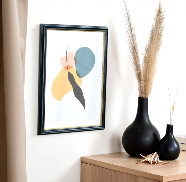 Holz Bilderrahmen Toulouse Maßanfertigung blau-gold | Normalglas (2 mm)