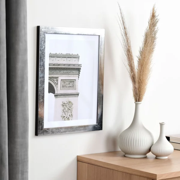 Cadre en bois Lille sur mesure argent brillant | verre standard (2 mm)