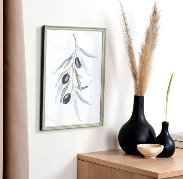 Cadre en bois Vannes sur mesure vert-or | verre standard (2 mm)